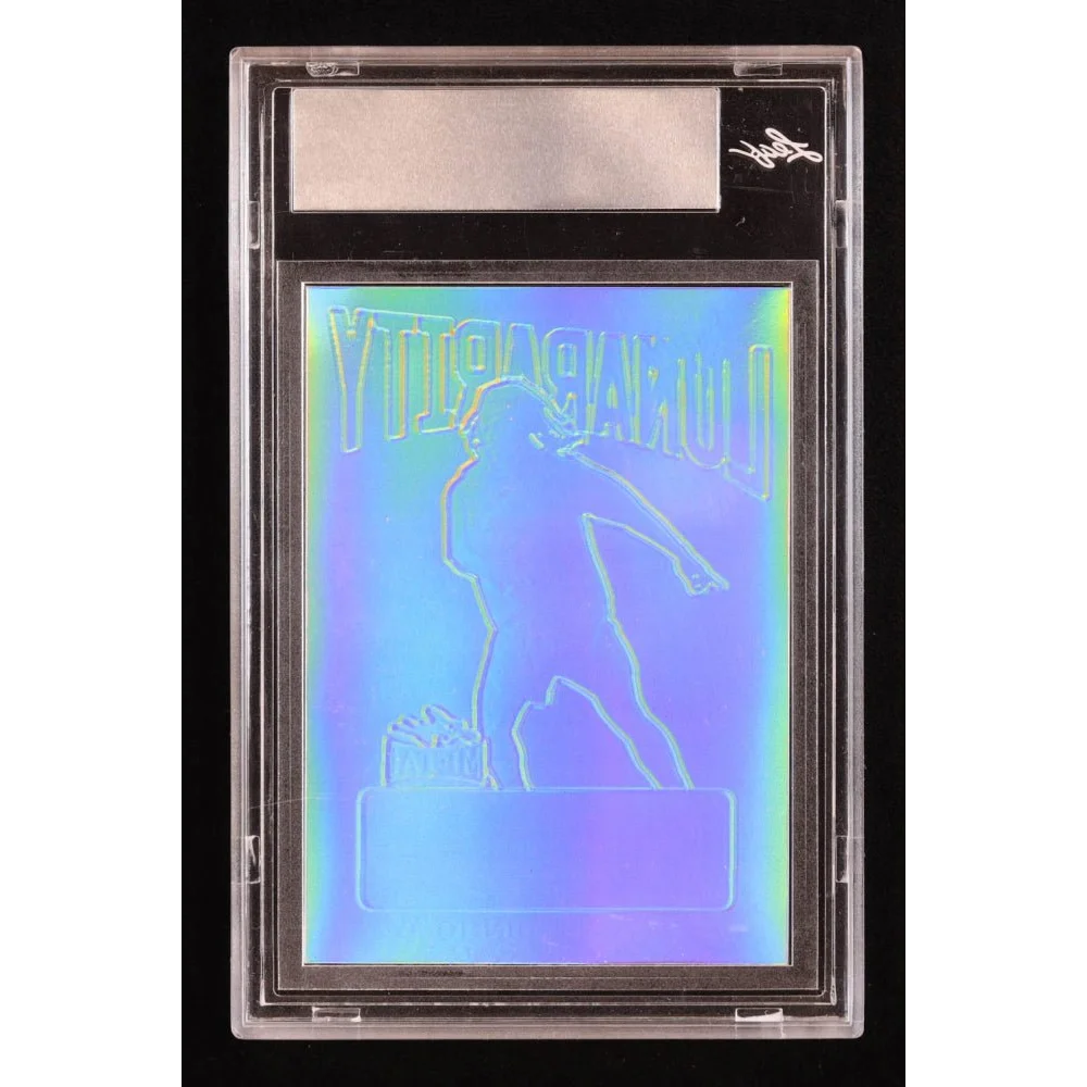 Holographic Ronaldinho sports trading card in protective slab from Ultra Rare 1/1 series