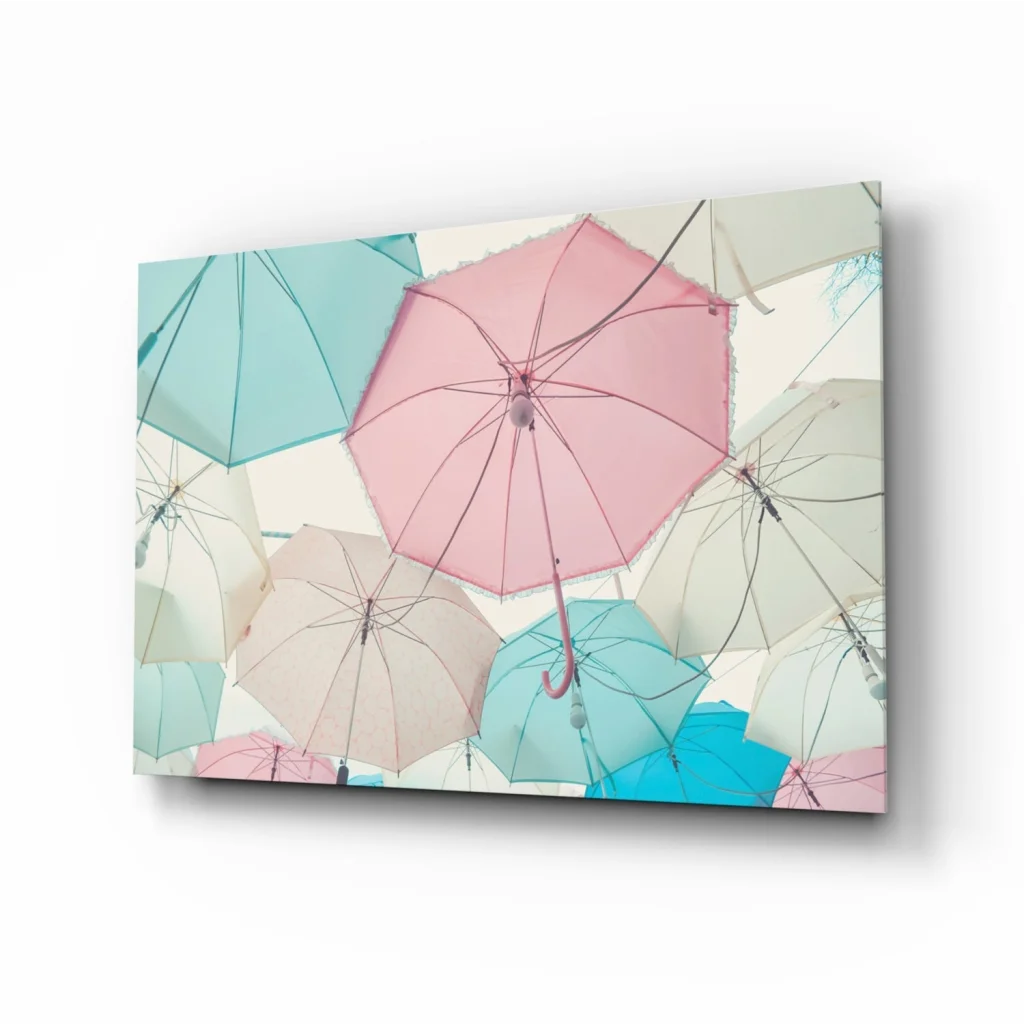 Pastel Umbrella Canvas Wall Art Print | Insigneart USA | vintageantiquesgifts.com