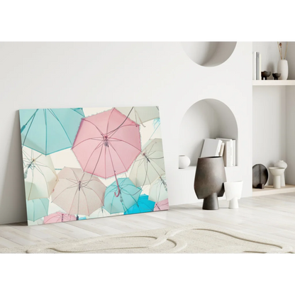 Pastel Umbrella Canvas Wall Art Print | Modern Wall Art Decor | vintageantiquesgifts.com