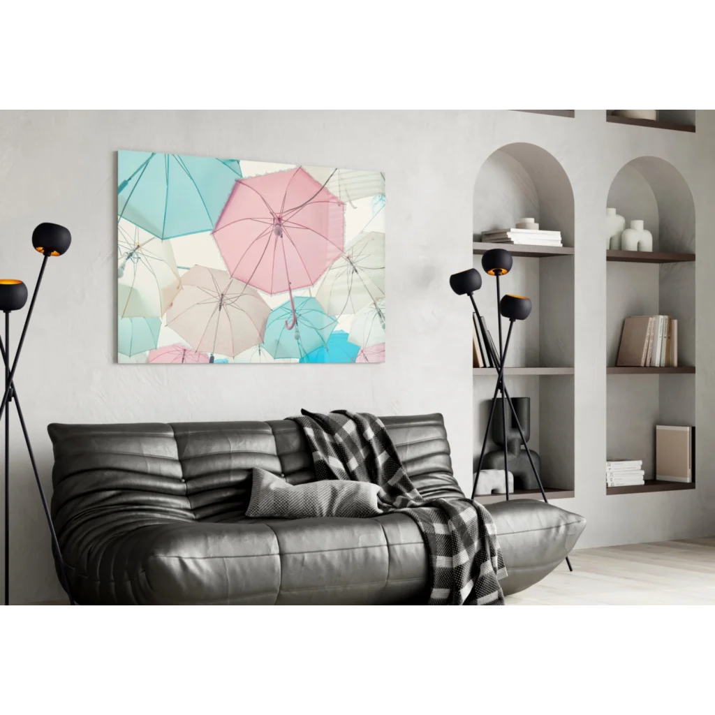 Pastel Umbrella Canvas Wall Art Print | Contemporary Home Wall Art | vintageantiquesgifts.com