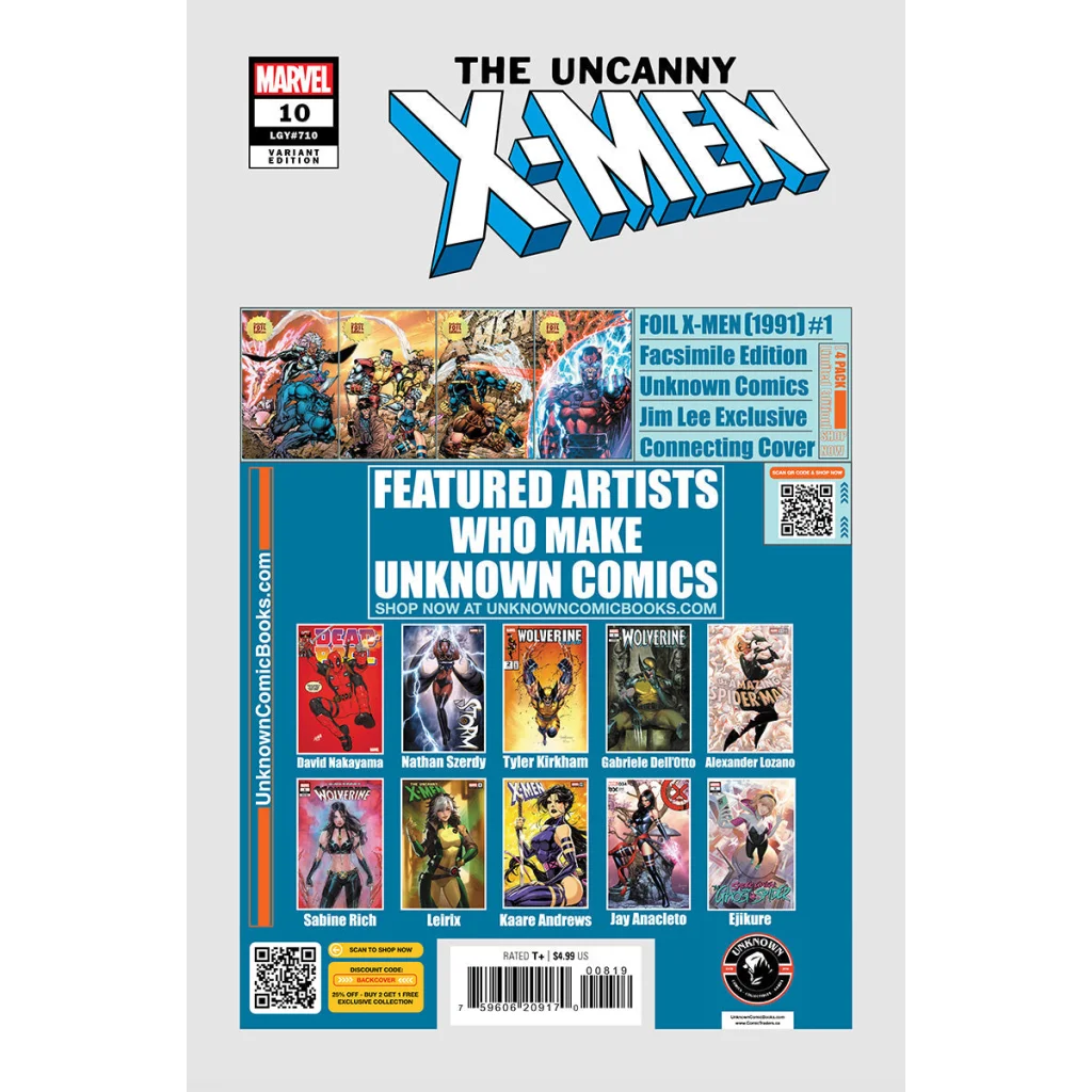 Uncanny X-Men #10 exclusive variant comic book back cover