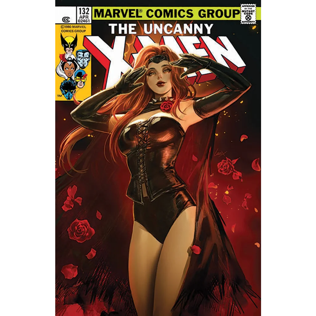 Comic book featuring female character in black outfit and long red hair from Uncanny X-Men #132 facsimile unknown comics exclusive Leirix variant