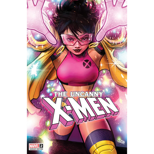 Uncanny X-Men comic by Nathan Szerdy with female hero, pink glasses, and X logo