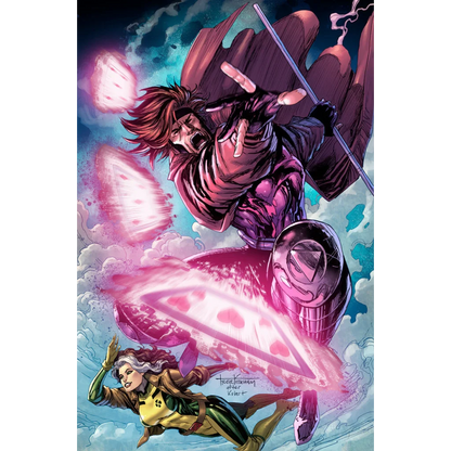 Colorful Uncanny X-Men 266 facsimile edition comic cover with Gambit and Rogue by Tyler Kirkham