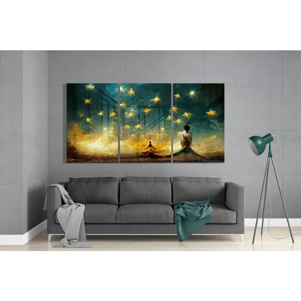 Starlit Dreams Three Panel Glass Wall Art Collection | Modern Wall Art Decor | vintageantiquesgifts.com