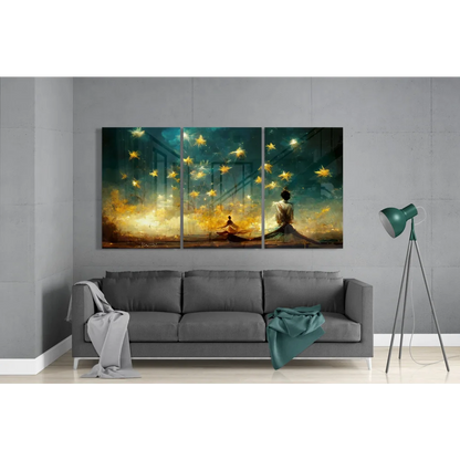 Starlit Dreams Three Panel Glass Wall Art Collection | Modern Wall Art Decor | vintageantiquesgifts.com