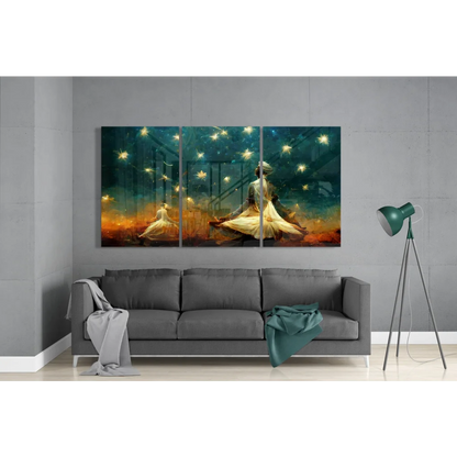 Celestial Dancers Glass Wall Art Triptych Canvas | Modern Wall Art Decor | vintageantiquesgifts.com