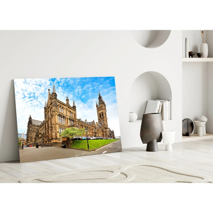 Glasgow University Glass Wall Art Print with Historic Spires | Modern Wall Art Decor | vintageantiquesgifts.com