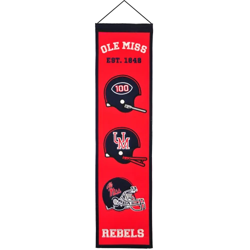 Ole Miss Rebels red black helmet heritage banner flag