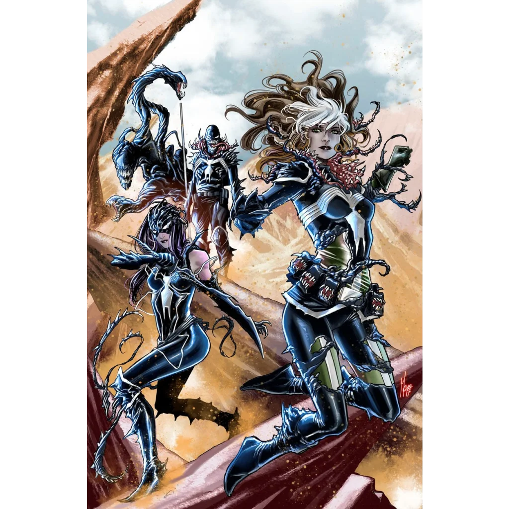 Black and white symbiote squad comic books exclusive Checchetto variant from Unknown Comic Books