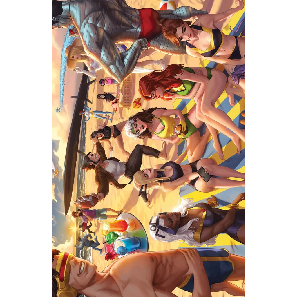 Beach towel with colorful stripes, perfect for comics Ejikure exclusive Rise of the Powers of X