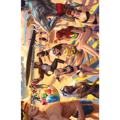 Beach towel with colorful stripes, perfect for comics Ejikure exclusive Rise of the Powers of X