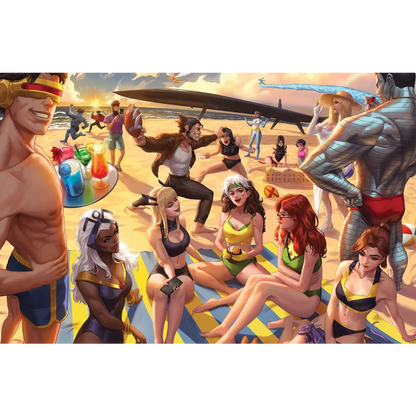 Beach towel with colorful stripes, comics ejikure exclusive design for Unknown Comics