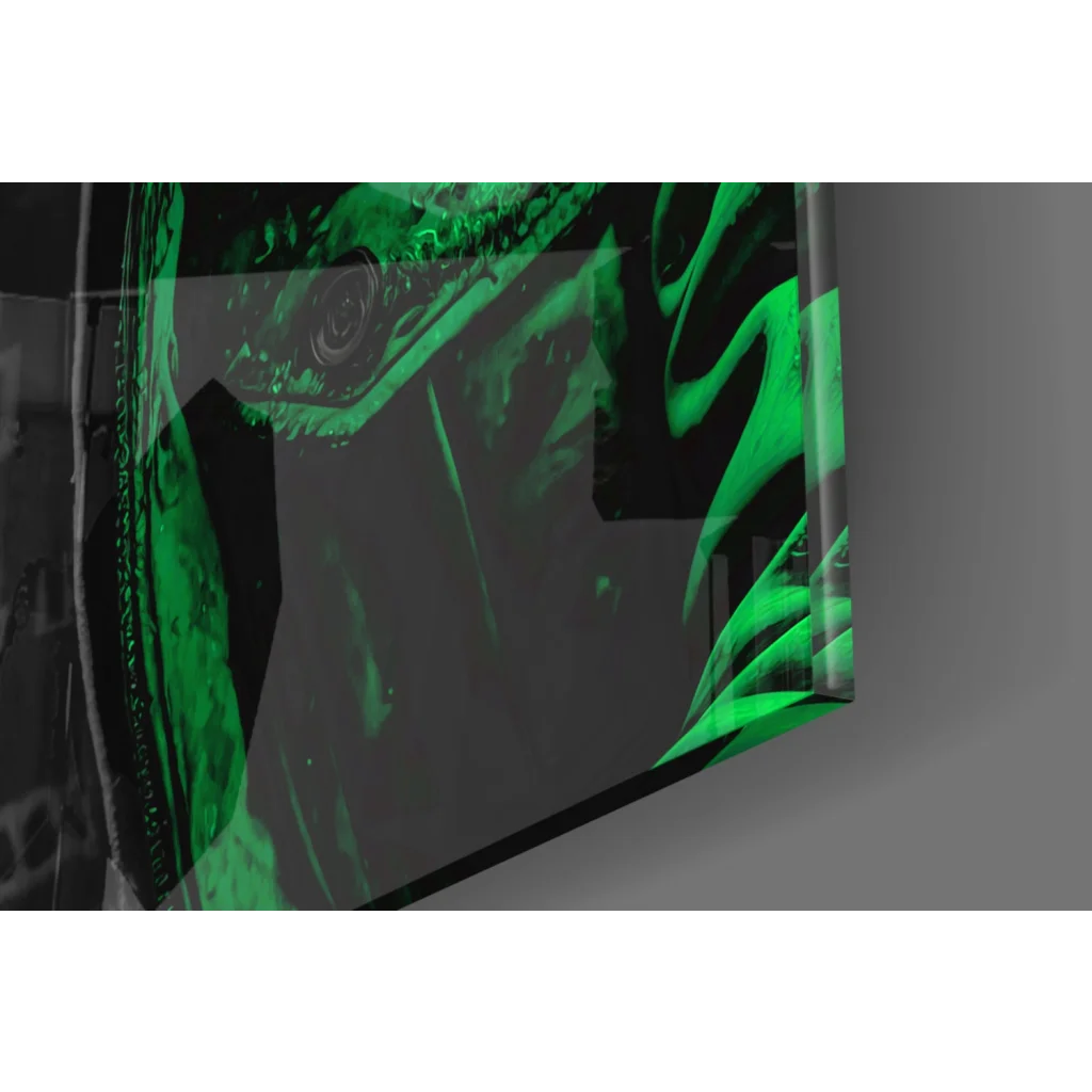 Sleek Urban Gorilla glass wall art with green abstract design