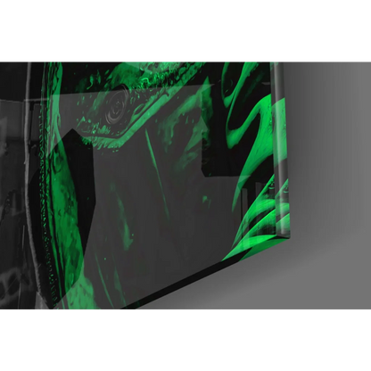 Sleek Urban Gorilla glass wall art with green abstract design