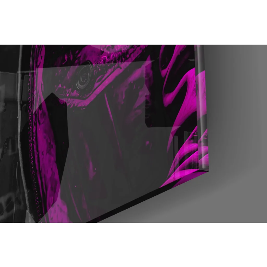 Vibrant magenta black abstract Urban Gorilla glass wall art in acrylic frame