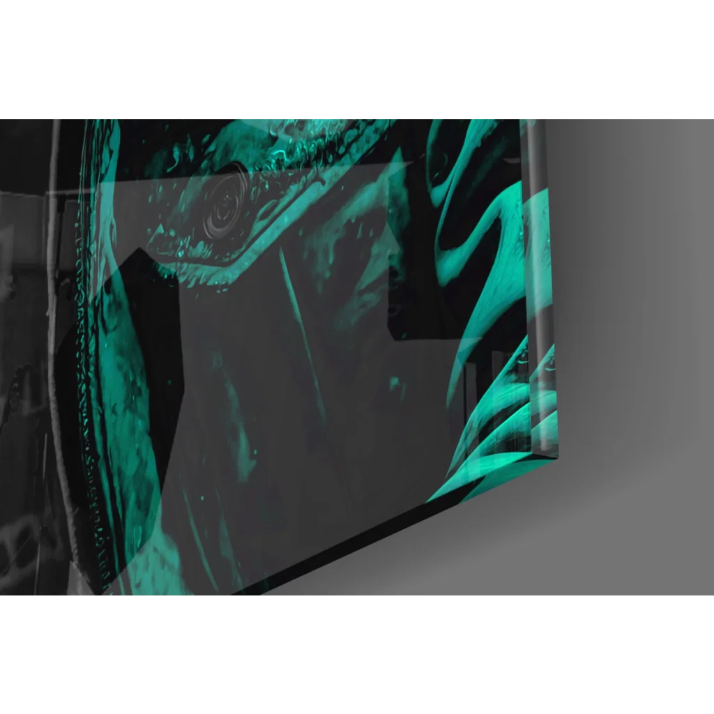 Sleek Urban Gorilla glass wall art plaque in teal black design
