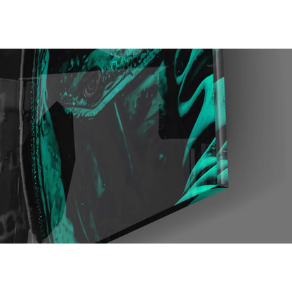 Sleek Urban Gorilla glass wall art plaque in teal black design
