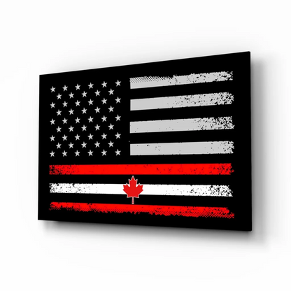 Canadian American Flag Canvas Wall Art Black Red Print | Insigneart USA | vintageantiquesgifts.com