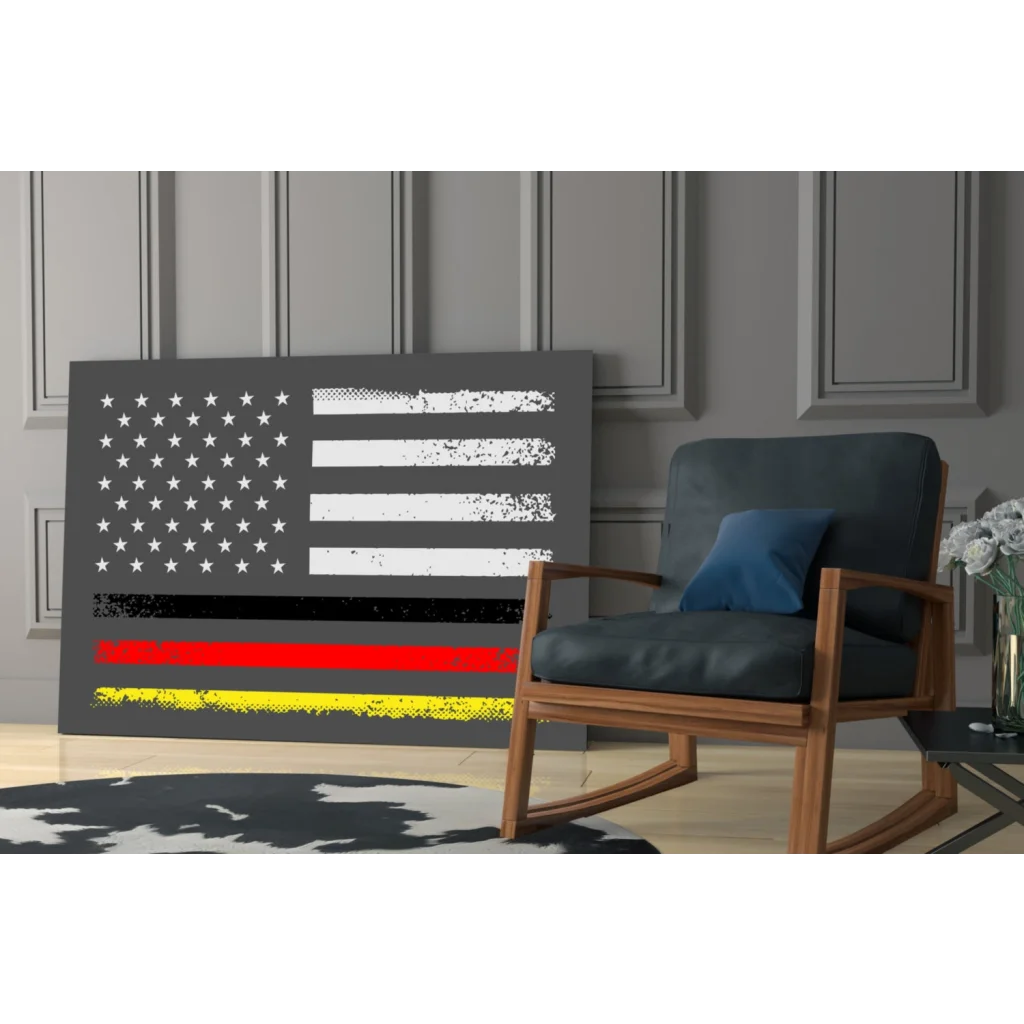 Distressed American flag canvas wall art with bold red stripes