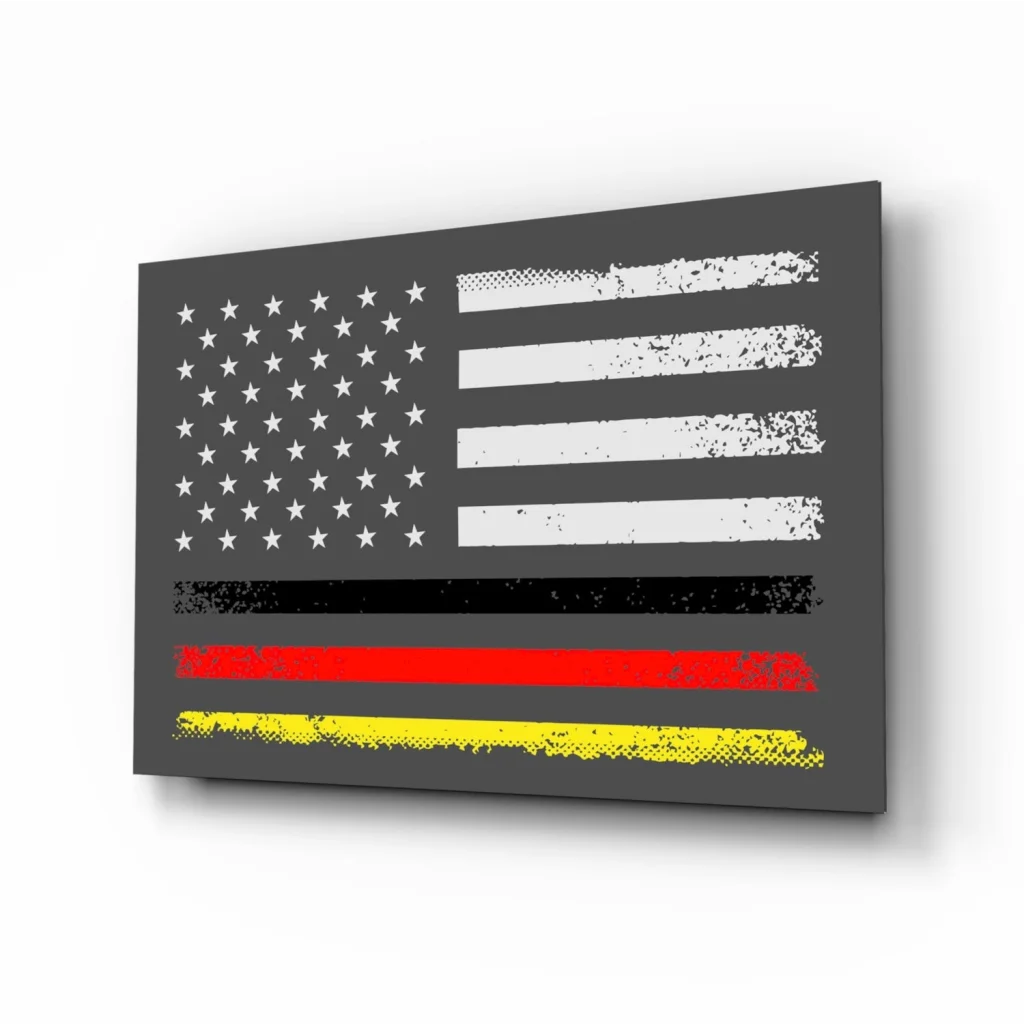 Distressed American flag canvas wall art with bold stripes