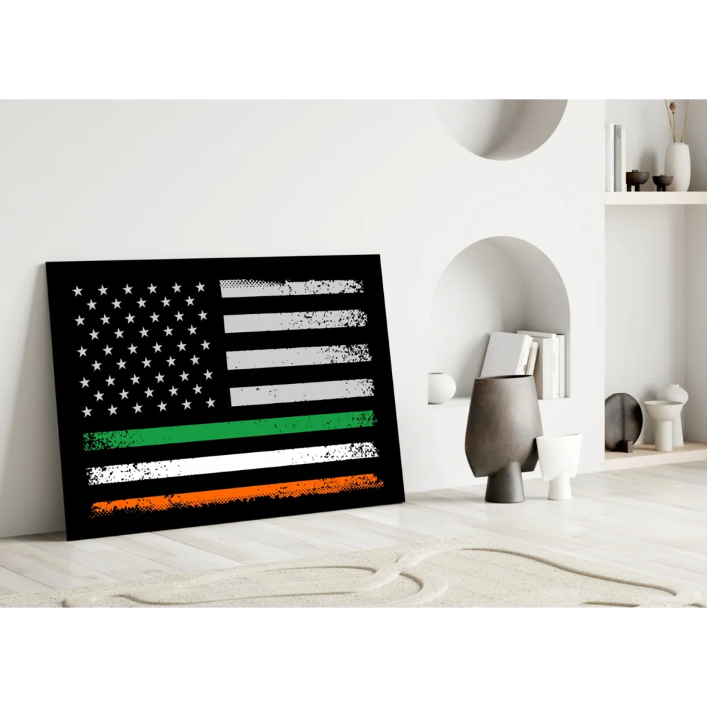 Distressed Irish American flag canvas wall art heritage pride display