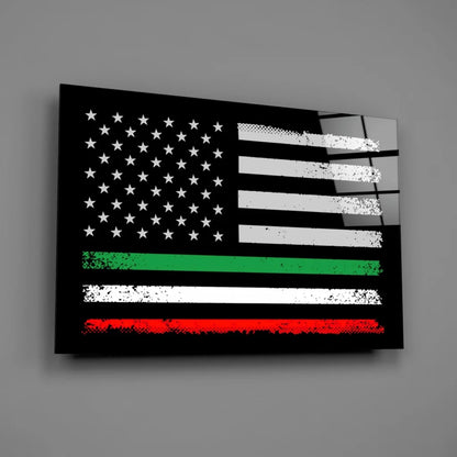 Distressed American Flag Canvas Wall Art with Tri Color Stripe | Glass Wall Art Print | vintageantiquesgifts.com