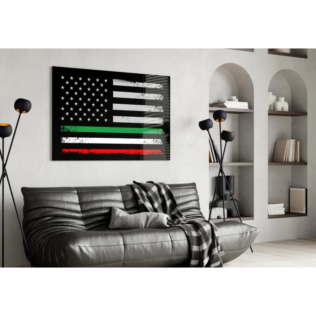 Distressed American Flag Canvas Wall Art with Tri Color Stripe | Contemporary Home Wall Art | vintageantiquesgifts.com