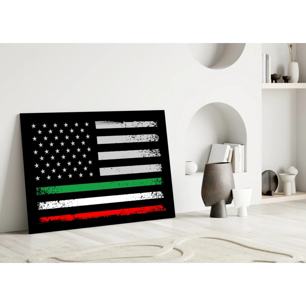 Distressed American Flag Canvas Wall Art with Tri Color Stripe | Modern Wall Art Decor | vintageantiquesgifts.com
