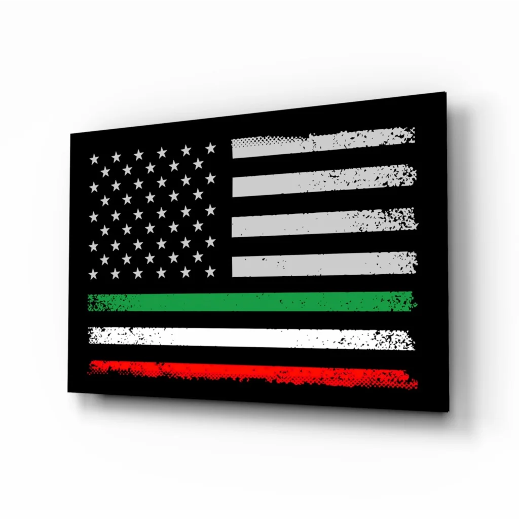 Distressed American Flag Canvas Wall Art with Tri Color Stripe | Insigneart USA | vintageantiquesgifts.com