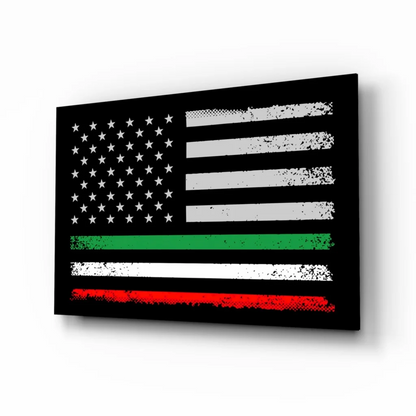 Distressed American Flag Canvas Wall Art with Tri Color Stripe | Insigneart USA | vintageantiquesgifts.com