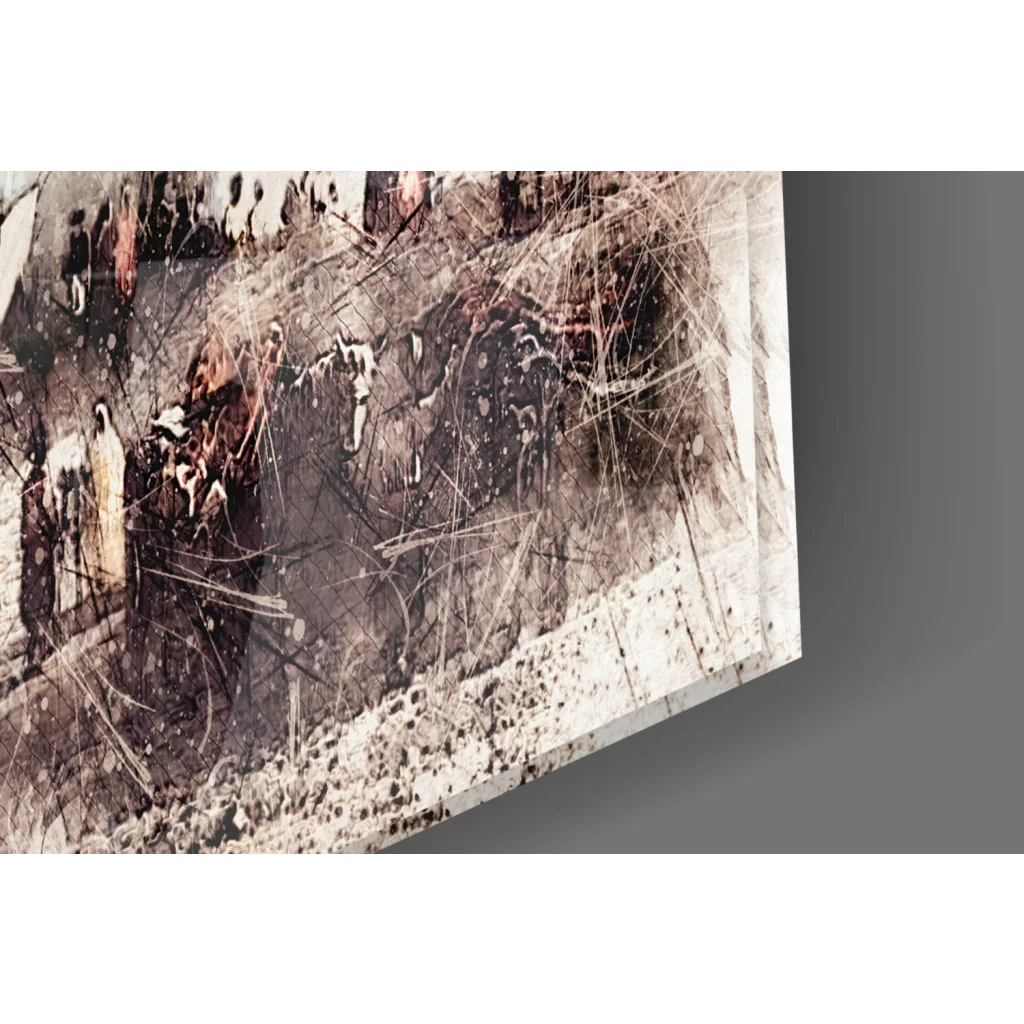 Teal Splash Pavilion abstract canvas wall art with earthy tones