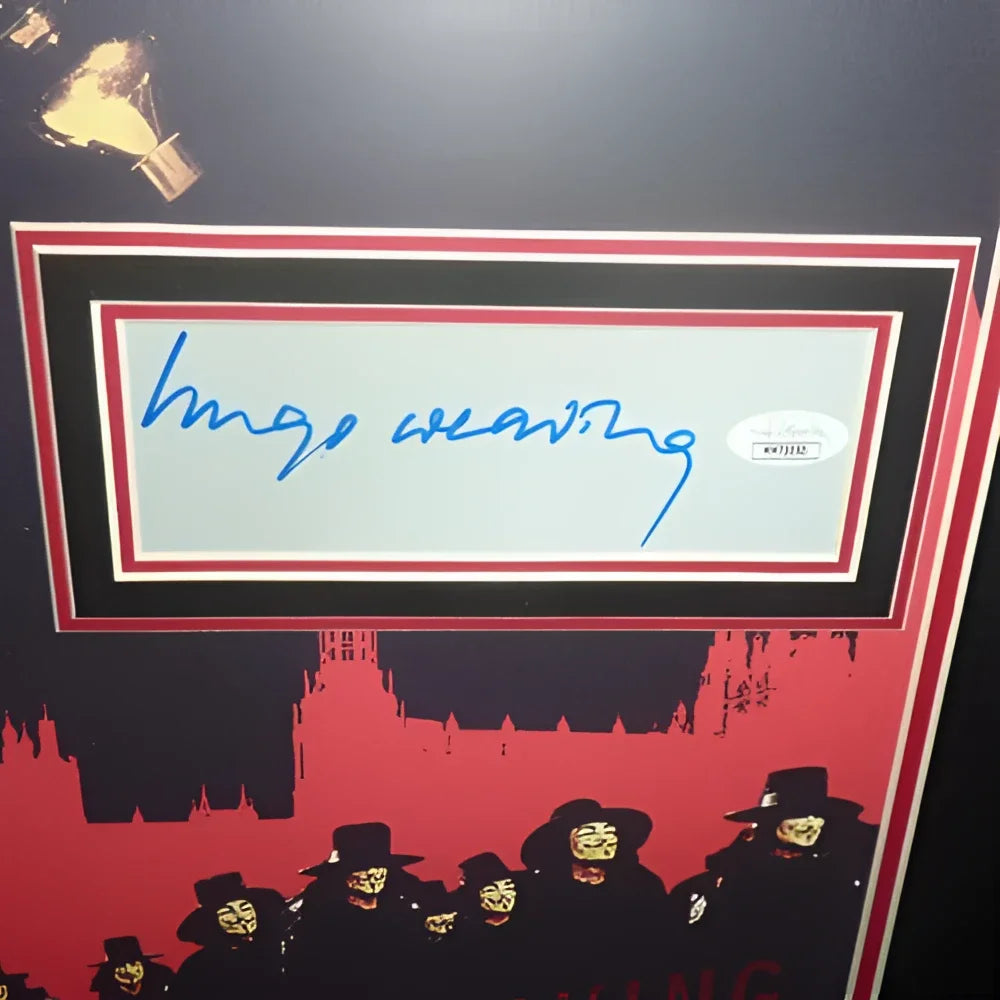 Framed V for Vendetta movie poster deluxe with Hugo Weaving signature
