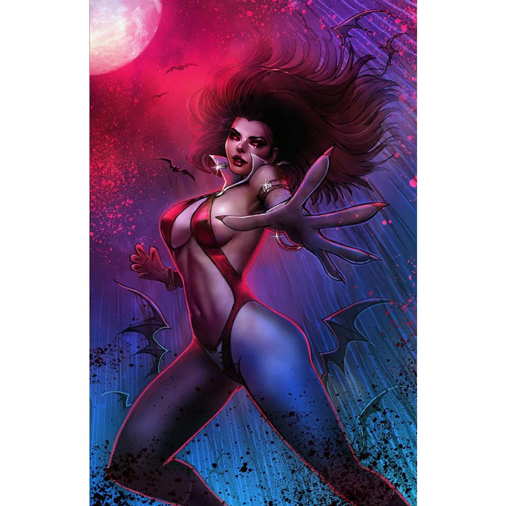 Vampirella Dead Flowers comic cover with a female vampire in red bikini and clawed hand