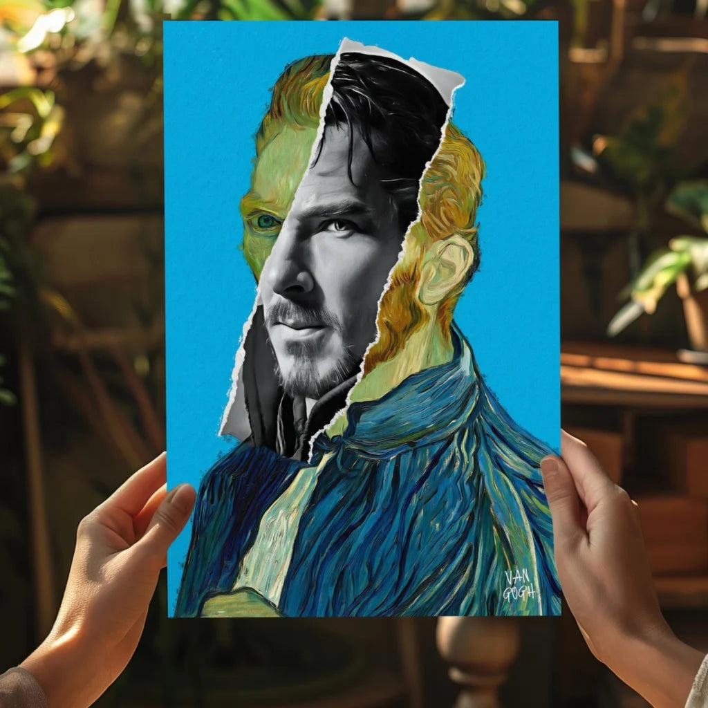 Vibrant Insigne Aluminum Prints portrait of Benedict Cumberbatch in Van Gogh style