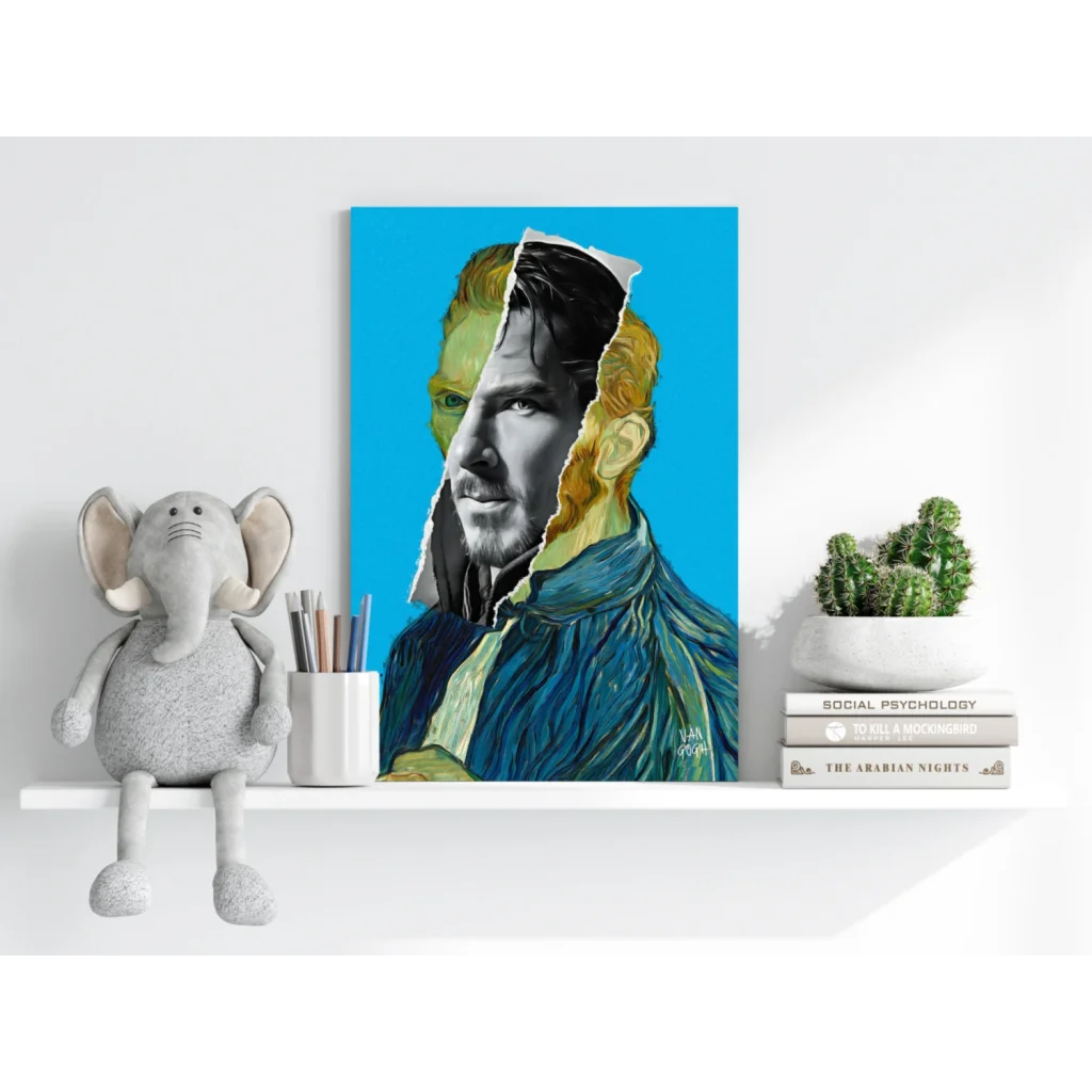 Vibrant Benedict Cumberbatch pop art on Insigne aluminum prints