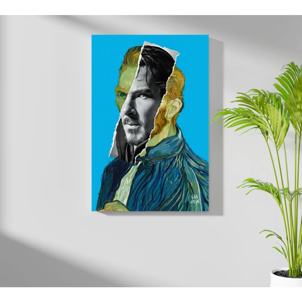 Stylized Benedict Cumberbatch pop art on Insigne aluminum prints