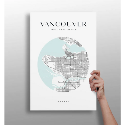 Insigne Aluminum Prints Vancouver Map Wall Art | Insigneart USA | vintageantiquesgifts.com