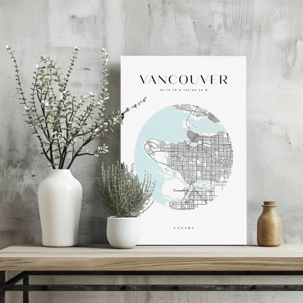 Insigne Aluminum Prints Vancouver Map Wall Art | Glass Wall Art Print | vintageantiquesgifts.com