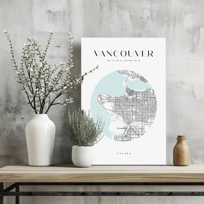 Insigne Aluminum Prints Vancouver Map Wall Art | Glass Wall Art Print | vintageantiquesgifts.com