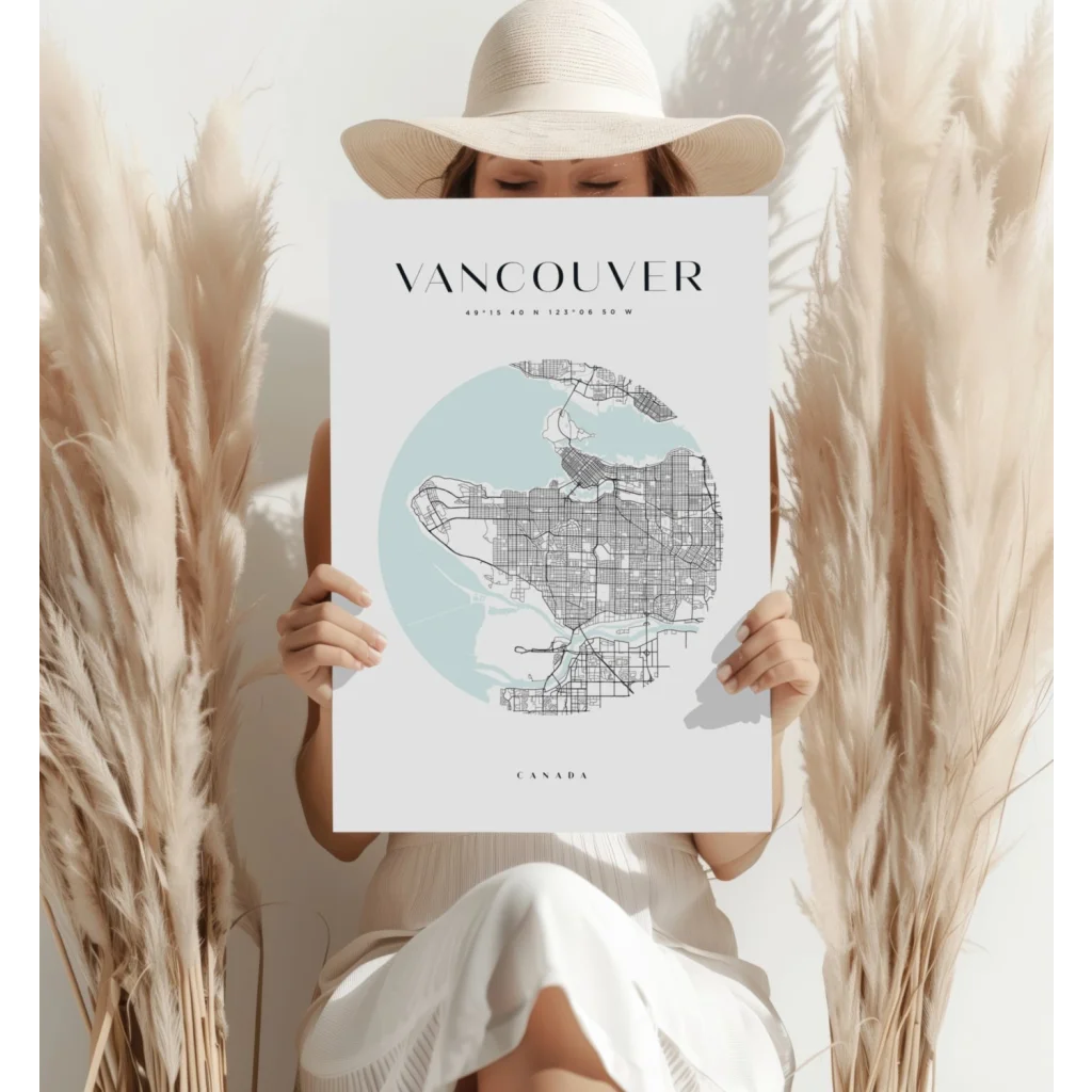 Insigne Aluminum Prints Vancouver Map Wall Art | Contemporary Home Wall Art | vintageantiquesgifts.com