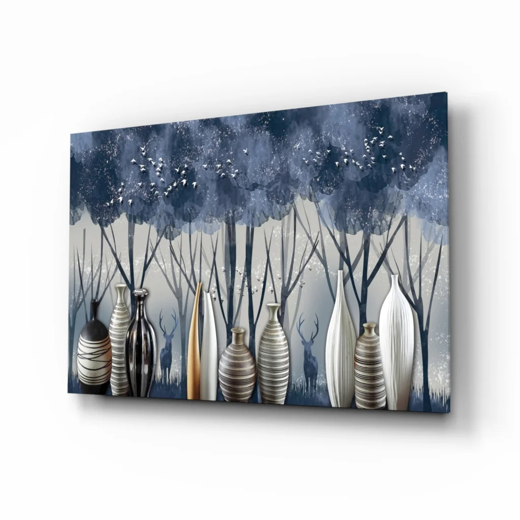Misty Forest Vases Glass Wall Art Canvas | Insigneart USA | vintageantiquesgifts.com