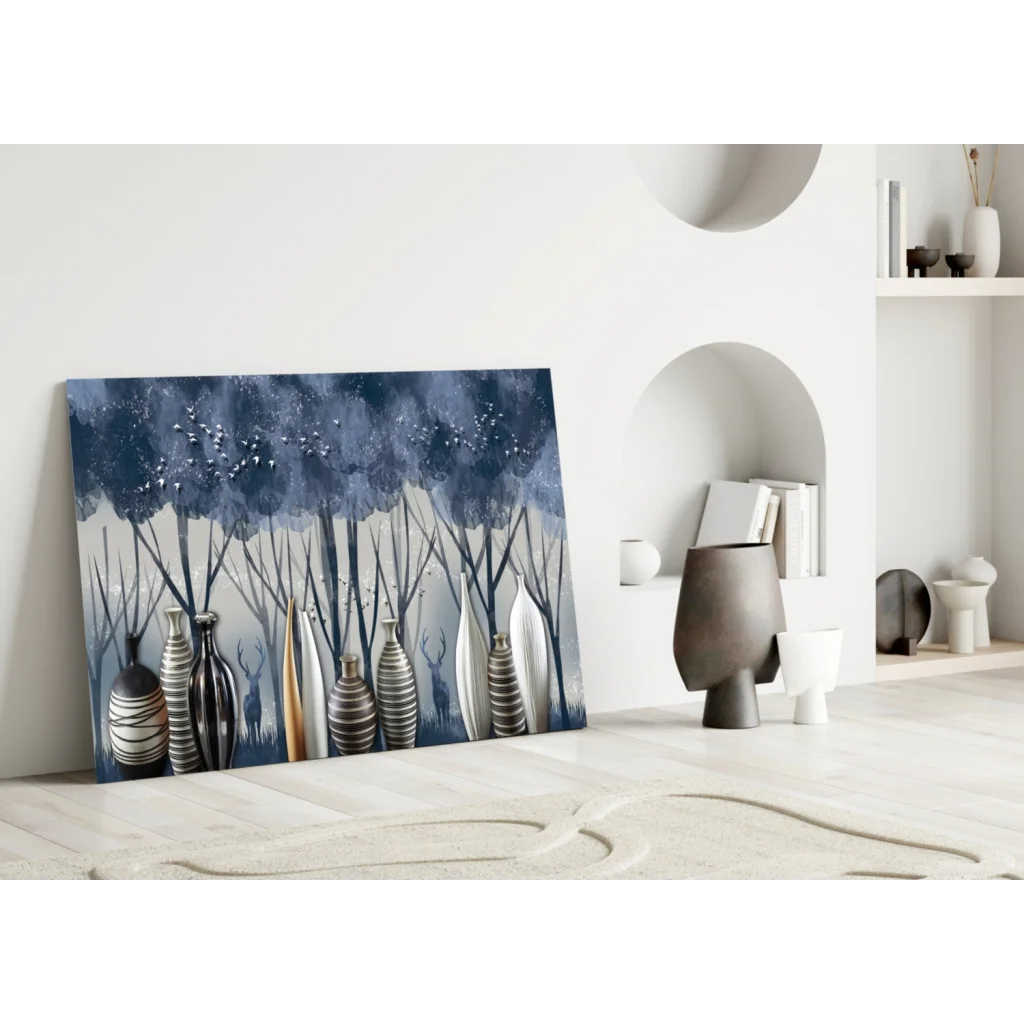 Misty Forest Vases Glass Wall Art Canvas | Modern Wall Art Decor | vintageantiquesgifts.com