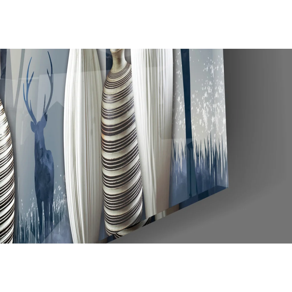 Tall ribbed mannequin in black white stripes for Misty Forest Vases glass wall art
