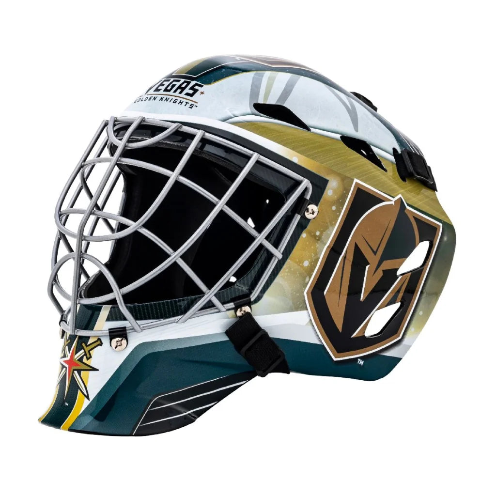 Vegas Golden Knights street hockey goalie mask with steel cage