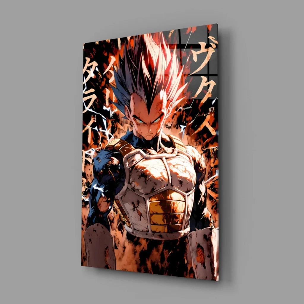 Vegito Super Saiyan glass wall art anime poster with spiky blue hair