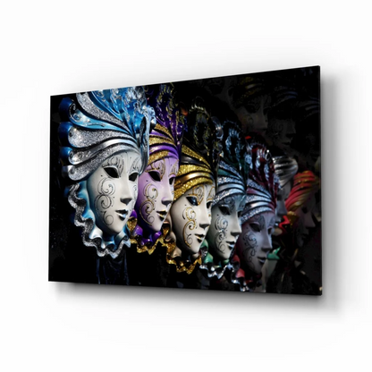 Venetian Masks Canvas Wall Art with Gold and Silver Details | Insigneart USA | vintageantiquesgifts.com
