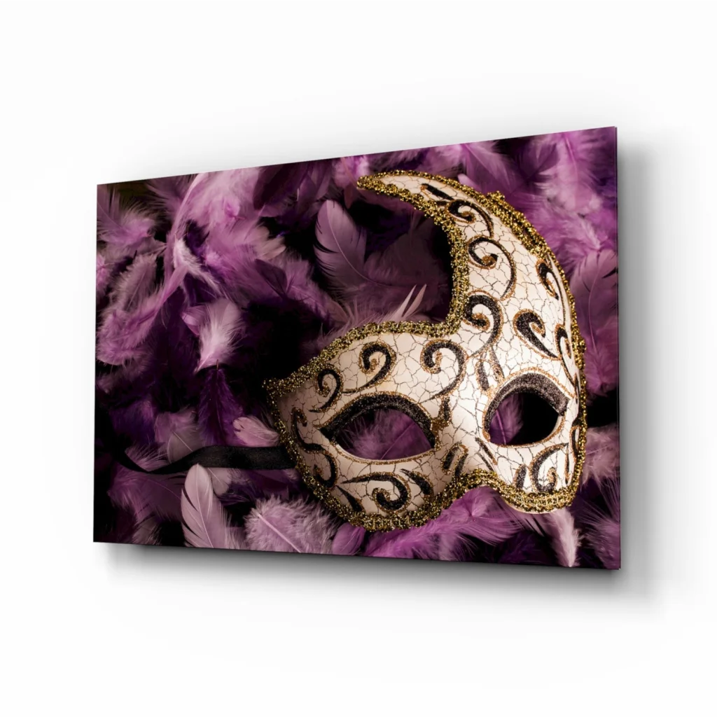 Venetian Mask Purple Feathers Canvas Wall Art Print | Insigneart USA | vintageantiquesgifts.com