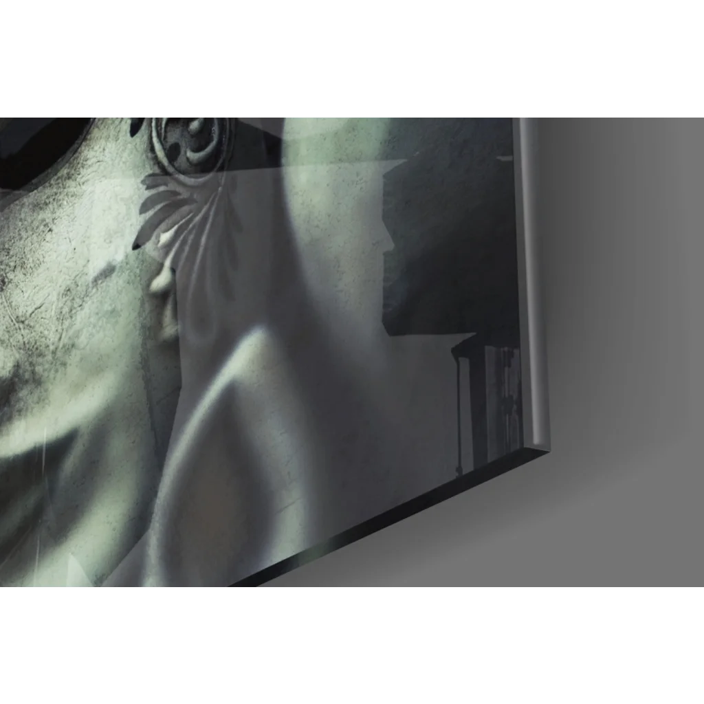 Framed black-and-white classical sculpture portrait wall art