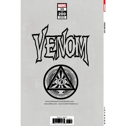 Venom 200th issue comic book with silver cover and black and white Venom logo